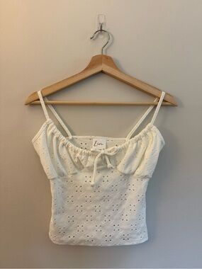 Olivia Rae White Eyelet Tie-Front Cami Top